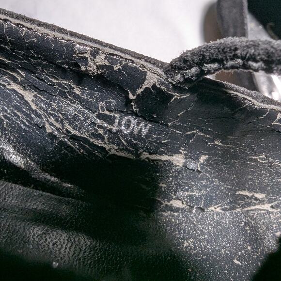 Vtg 1990s Newport News Black Suede Square Toe Elastic Strap Mary Jane Flats 10 W - Picture 5 of 7